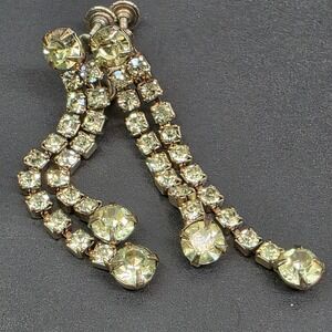 Juliana Coro Style Dangle Drop Earrings Yellow Rhinestone Screw Back Gold Tone
